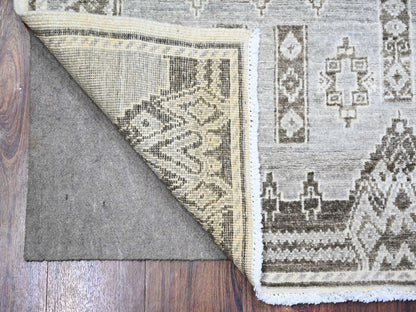 Grey 4'0" x 5'8" Oushak And Peshawar Hand knotted Wool Rug - Sku: O074190