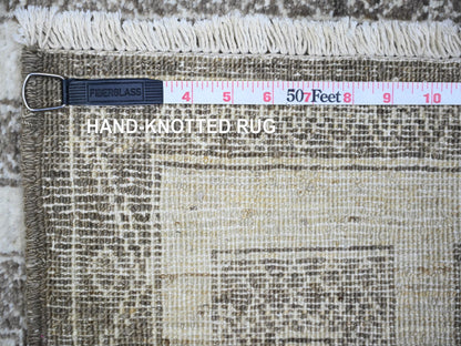 Brown 4'0" x 5'8" Oushak / Peshawar Hand knotted Wool Rug - Sku: O074191