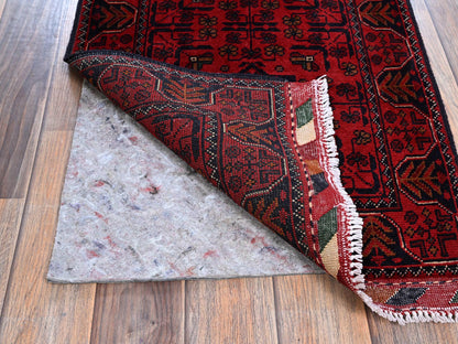 Tribal & Geometric hand-knotted wool runner in Red, 1'9" x 4'11" — SKU O0741 (view 3)