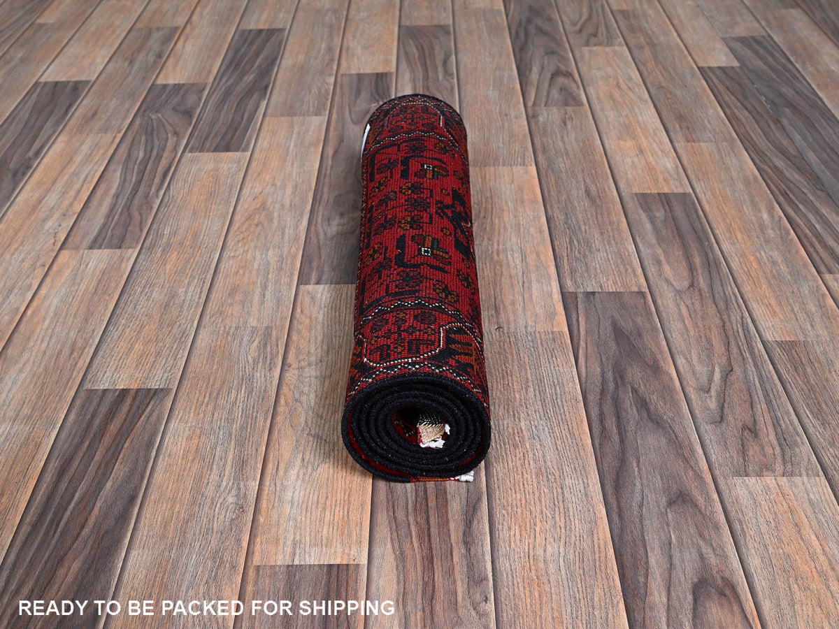 Tribal & Geometric hand-knotted wool runner in Red, 1'9" x 4'11" — SKU O0741 (view 5)