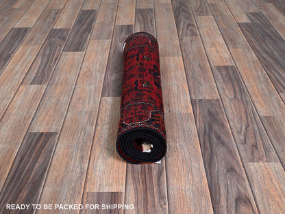 Tribal & Geometric hand-knotted wool runner in Red, 1'9" x 4'11" — SKU O0741 (view 5)