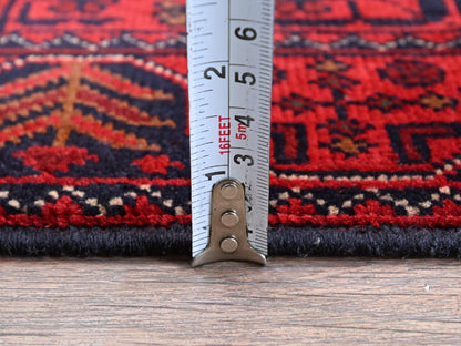 Tribal & Geometric hand-knotted wool runner in Red, 1'9" x 4'11" — SKU O0741 (view 6)