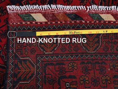 Tribal & Geometric hand-knotted wool runner in Red, 1'9" x 4'11" — SKU O0741 (view 7)