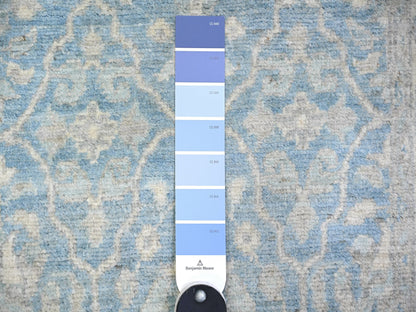 Blue 2'5" x 18'9" Oushak And Peshawar Hand knotted Wool Rug - Sku: O074240
