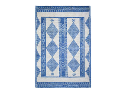 Blue 6'1" x 9'1" Oushak And Peshawar Hand knotted Wool Rug - Sku: O074255