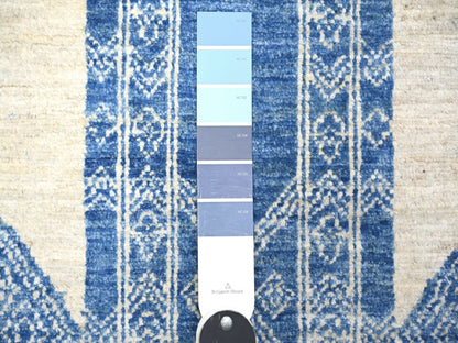 Blue 6'1" x 9'1" Oushak And Peshawar Hand knotted Wool Rug - Sku: O074255