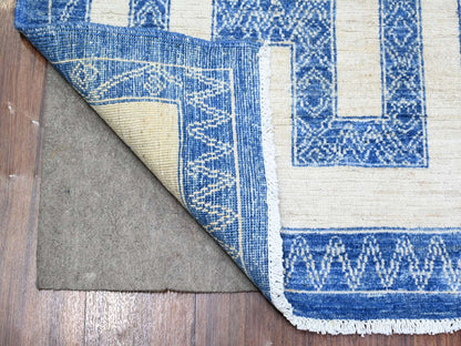 Blue 6'0" x 8'7" Oushak And Peshawar Hand knotted Wool Rug - Sku: O074261