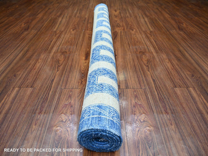 Blue 6'0" x 8'7" Oushak And Peshawar Hand knotted Wool Rug - Sku: O074261