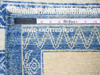 Blue 6'0" x 8'7" Oushak And Peshawar Hand knotted Wool Rug - Sku: O074261