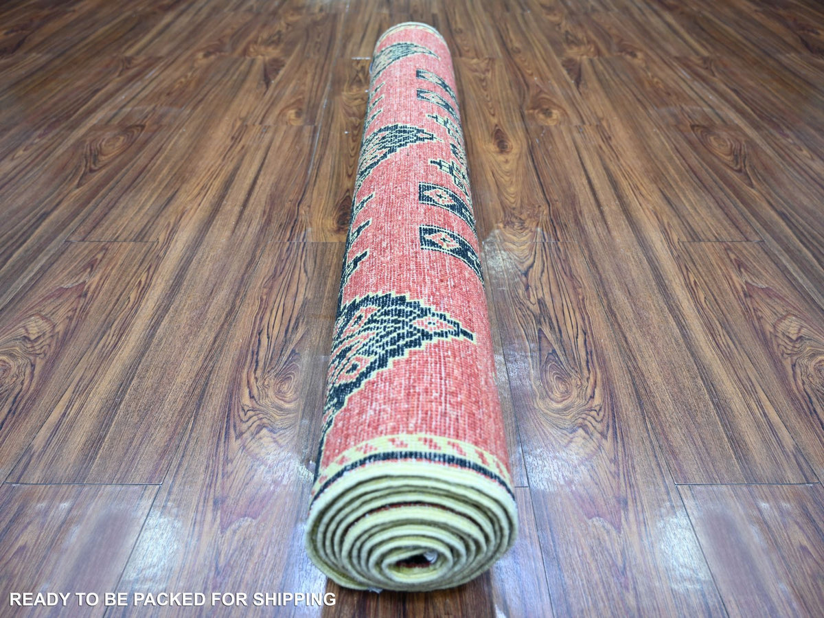 Peshawar Oushak hand-knotted wool runner in Red, 4' x 9'10" — SKU O074262 (view 4)