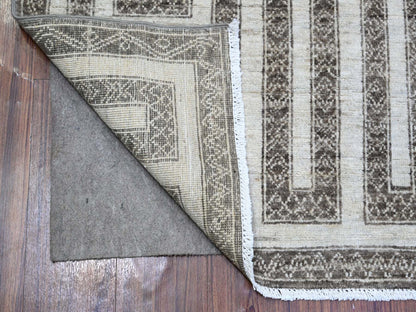 Brown 3'10" x 9'7" Oushak / Peshawar Hand knotted Wool Rug - Sku: O074263