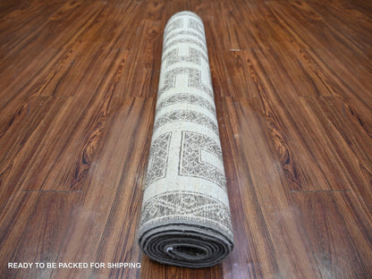 Brown 3'10" x 9'7" Oushak / Peshawar Hand knotted Wool Rug - Sku: O074263