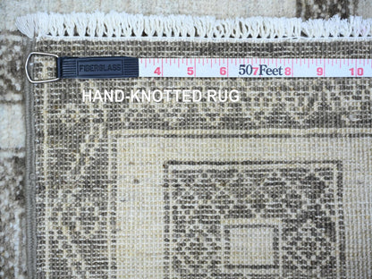 Brown 3'10" x 9'7" Oushak / Peshawar Hand knotted Wool Rug - Sku: O074263