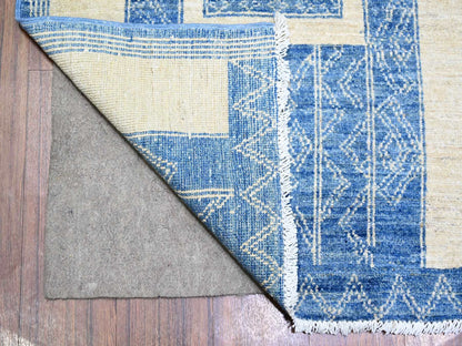Blue 8'0" x 9'0" Oushak And Peshawar Hand knotted Wool Rug - Sku: O074277