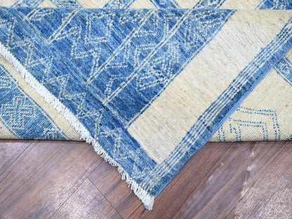Blue 8'0" x 9'0" Oushak And Peshawar Hand knotted Wool Rug - Sku: O074277