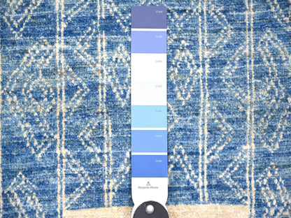 Blue 8'0" x 9'0" Oushak And Peshawar Hand knotted Wool Rug - Sku: O074277