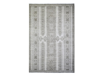 Brown 6'0" x 9'0" Oushak / Peshawar Hand knotted Wool Rug - Sku: O074278
