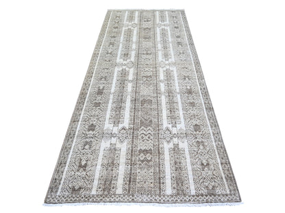 Brown 4'1" x 9'8" Oushak / Peshawar Hand knotted Wool Rug - Sku: O074280