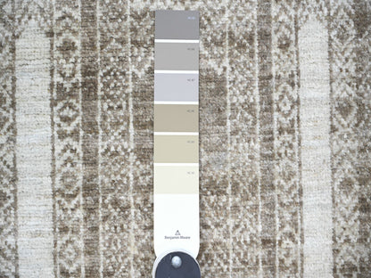 Brown 4'1" x 9'8" Oushak / Peshawar Hand knotted Wool Rug - Sku: O074280
