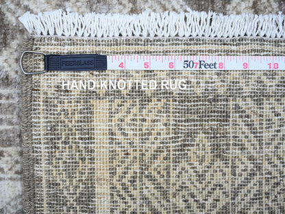 Brown 4'1" x 9'8" Oushak / Peshawar Hand knotted Wool Rug - Sku: O074280