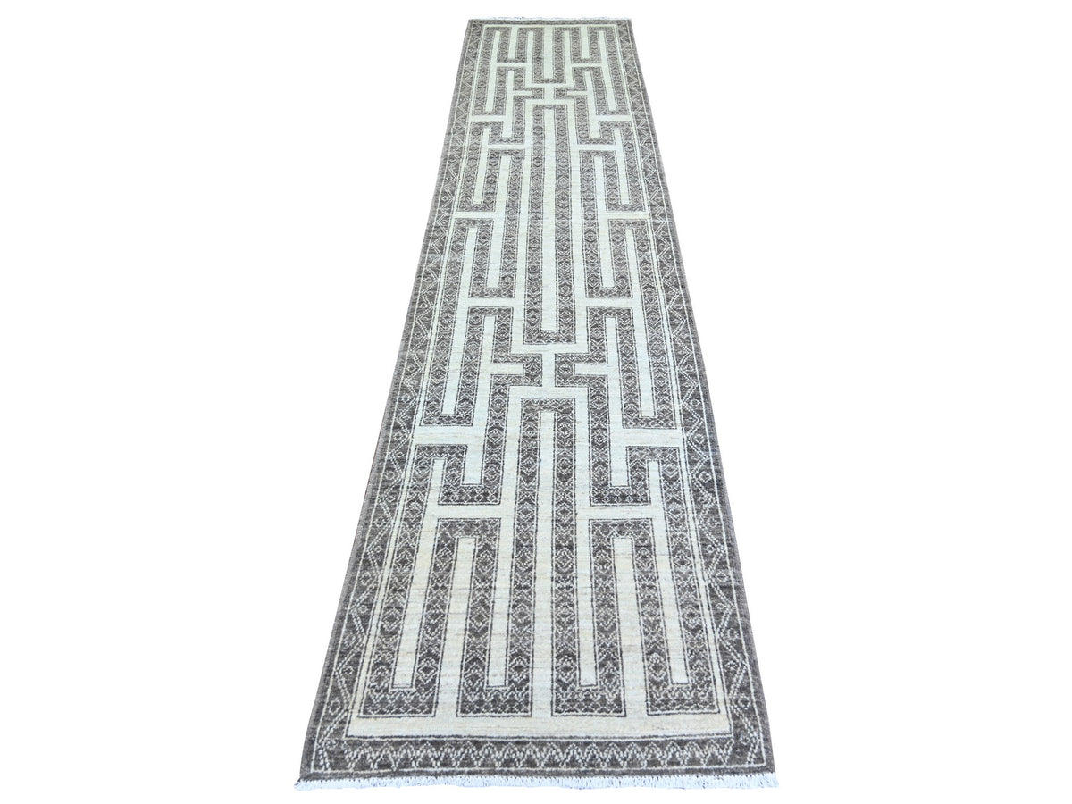 Peshawar Oushak hand-knotted wool runner in Brown, 2'7" x 11'7" — SKU O074284