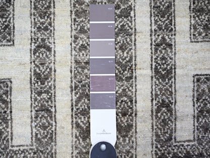 Brown 2'7" x 11'7" Oushak / Peshawar Hand knotted Wool Rug - Sku: O074284