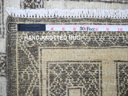 Brown 2'7" x 11'7" Oushak / Peshawar Hand knotted Wool Rug - Sku: O074284