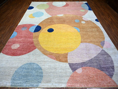 Modern / Contemporary hand-knotted wool rug in Multicolored, 9' x 12' — SKU O074294 (view 2)