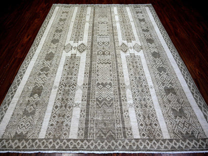 Brown 7'8" x 9'6" Oushak / Peshawar Hand knotted Wool Rug - Sku: O074297
