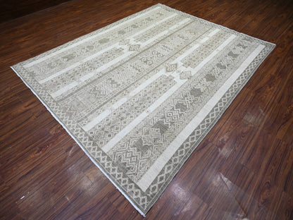 Brown 7'8" x 9'6" Oushak / Peshawar Hand knotted Wool Rug - Sku: O074297