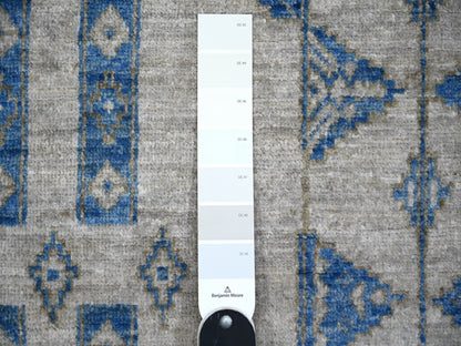 Blue 6'0" x 8'10" Oushak And Peshawar Hand knotted Wool Rug - Sku: O074298
