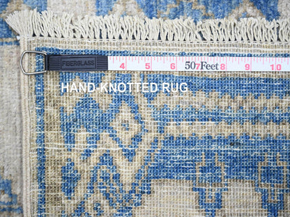 Blue 6'0" x 8'10" Oushak And Peshawar Hand knotted Wool Rug - Sku: O074298