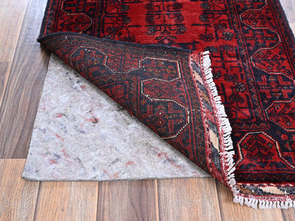 Tribal Tribal & Geometric hand-knotted wool runner in Red, 1'10" x 5'1" — SKU O0742 (view 3)