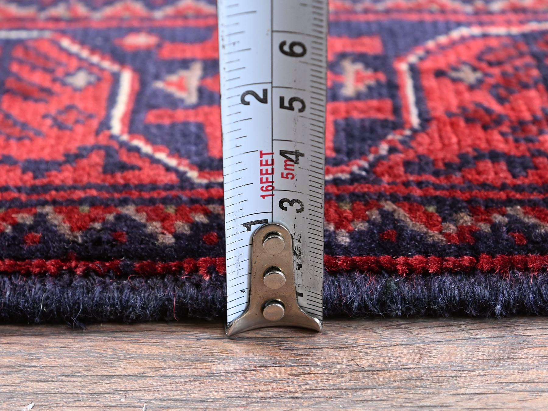 Tribal Tribal & Geometric hand-knotted wool runner in Red, 1'10" x 5'1" — SKU O0742 (view 6)