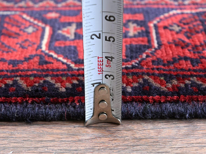 Tribal Tribal & Geometric hand-knotted wool runner in Red, 1'10" x 5'1" — SKU O0742 (view 6)