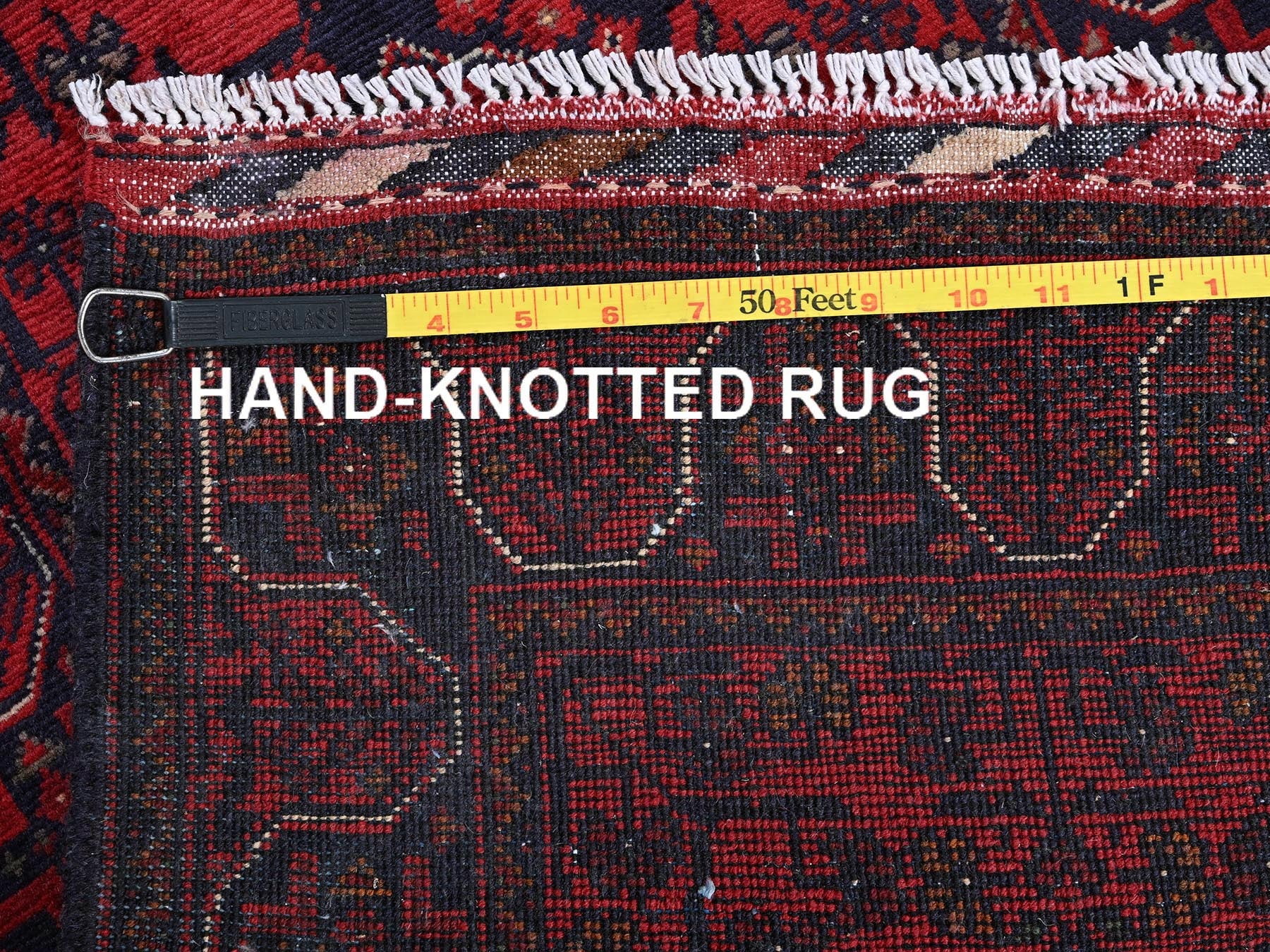 Tribal Tribal & Geometric hand-knotted wool runner in Red, 1'10" x 5'1" — SKU O0742 (view 7)