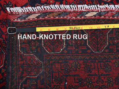 Tribal Tribal & Geometric hand-knotted wool runner in Red, 1'10" x 5'1" — SKU O0742 (view 7)