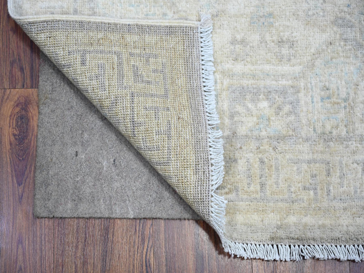 Peshawar Oushak hand-knotted wool runner in Ivory & Brown, 2'9" x 18'6" — SKU O074305 (view 2)