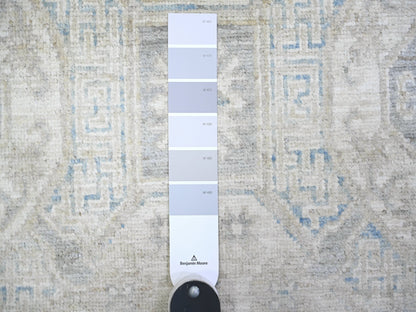 Peshawar Oushak hand-knotted wool runner in Ivory & Brown, 2'9" x 18'6" — SKU O074305 (view 3)