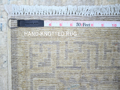 Peshawar Oushak hand-knotted wool runner in Ivory & Brown, 2'9" x 18'6" — SKU O074305 (view 6)