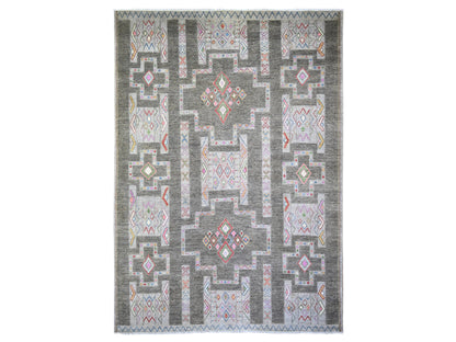 Grey 9'10" x 13'8" Oushak And Peshawar Hand knotted Wool Rug - Sku: O074329