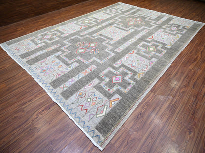 Peshawar Oushak hand-knotted wool rug in Gray, 9'10" x 13'8" — SKU O074329 (view 3)