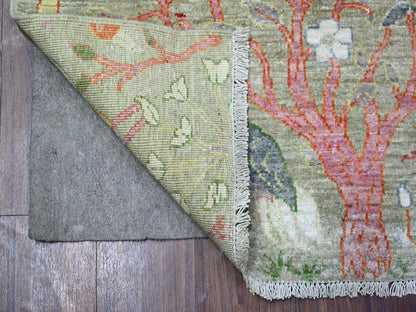 Green 3'4" x 4'10" Oushak / Peshawar Hand knotted Wool Rug - Sku: O074347