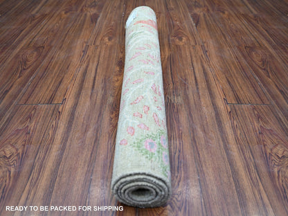 Green 3'4" x 4'10" Oushak / Peshawar Hand knotted Wool Rug - Sku: O074347
