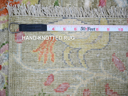 Green 3'4" x 4'10" Oushak / Peshawar Hand knotted Wool Rug - Sku: O074347