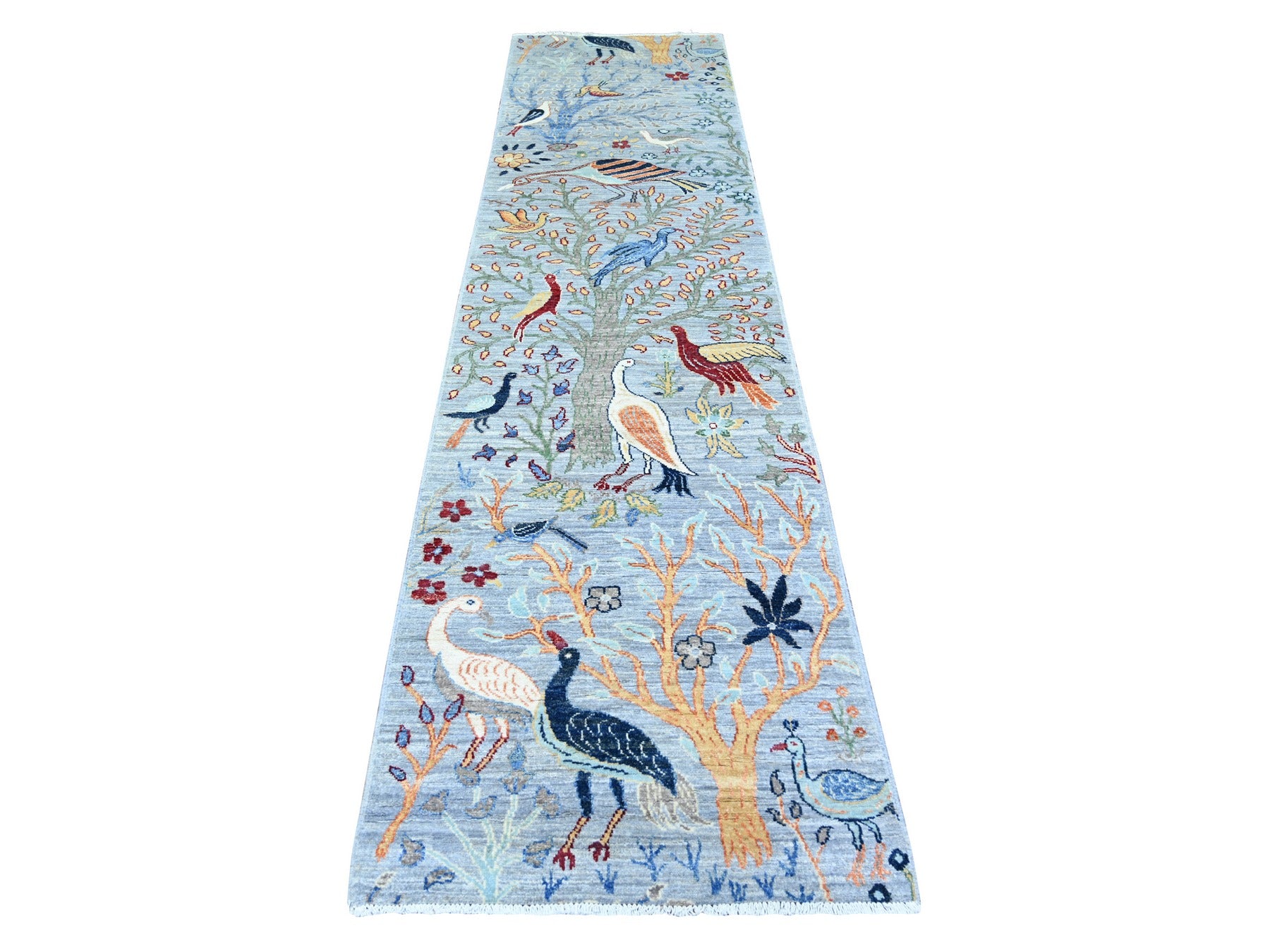 Gray 2'7" x 10'1" Oushak / Peshawar Hand knotted Wool Rug - Sku: O074364