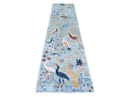 Grey 2'7" x 10'1" Oushak And Peshawar Hand knotted Wool Rug - Sku: O074364