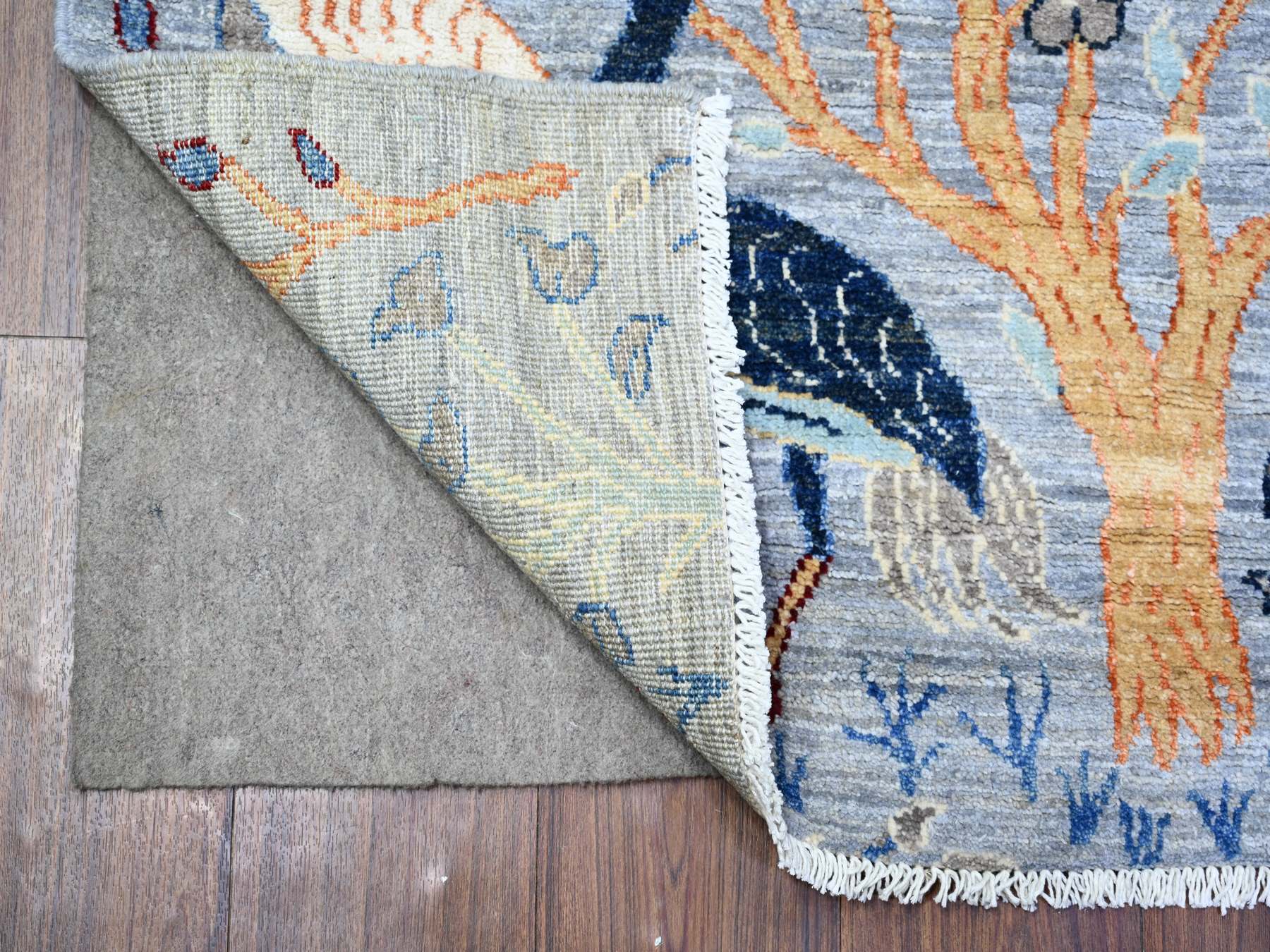 Gray 2'7" x 10'1" Oushak / Peshawar Hand knotted Wool Rug - Sku: O074364