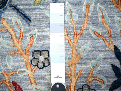 Grey 2'7" x 10'1" Oushak And Peshawar Hand knotted Wool Rug - Sku: O074364