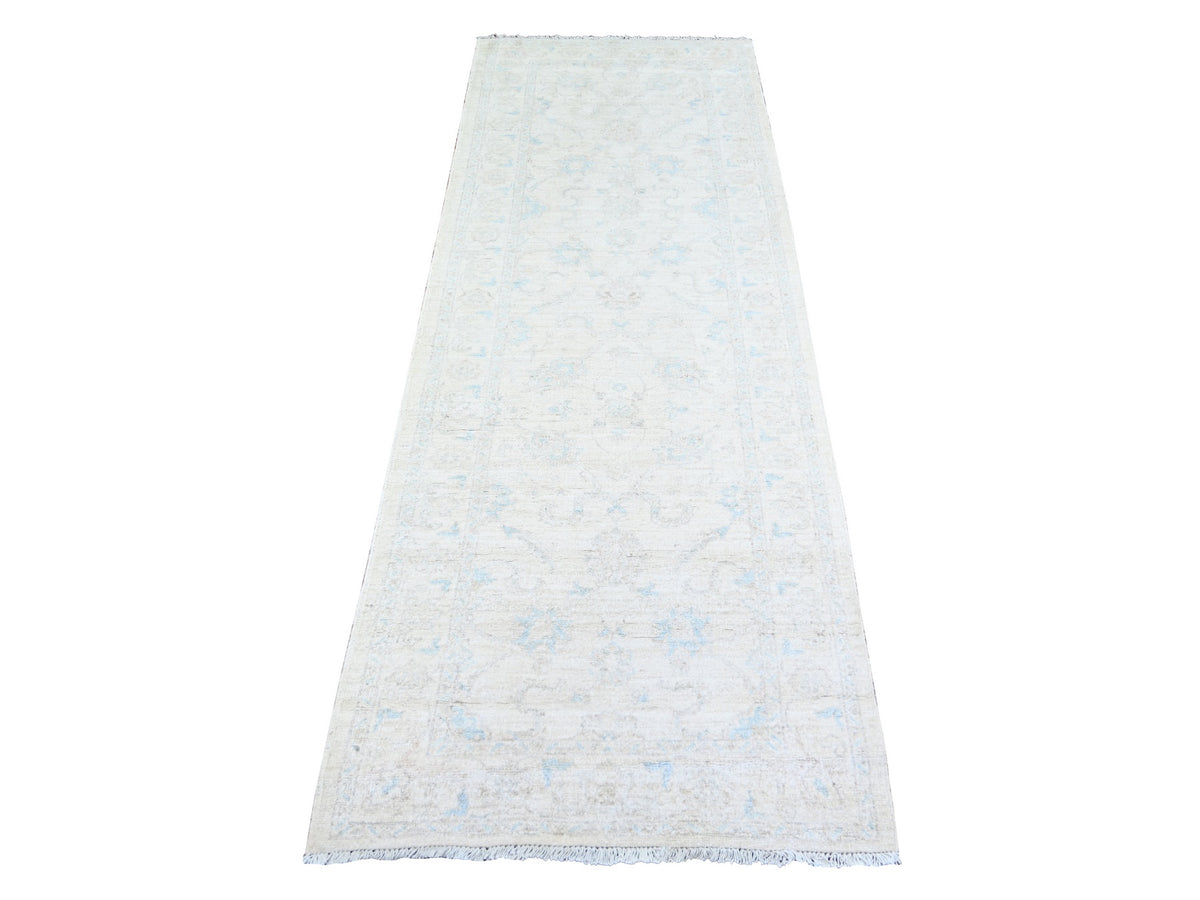 Peshawar Oushak hand-knotted wool runner in Ivory, 2'9" x 7'8" — SKU O074369
